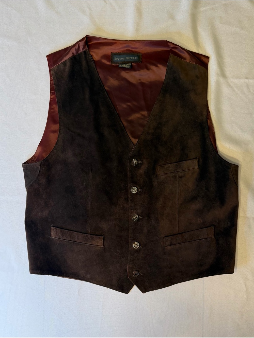 Banana Republic Vintage Genuine Dark Brown Suede Leather Vest. Size L